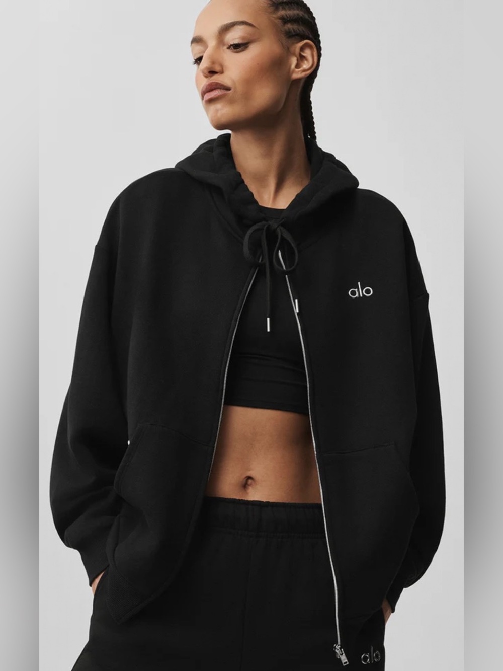 Alo Yoga NWT Accolade Full Zip Black Hoodie Size S